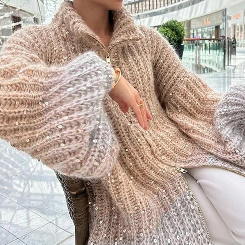 Veste Chic en Maille Pailletée
