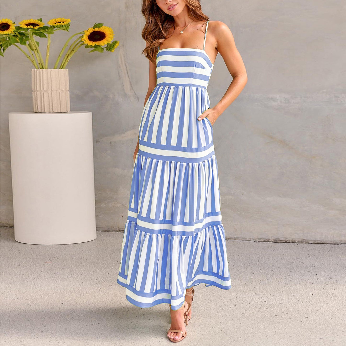 Melaya Robe Chic d’Été avec Poches