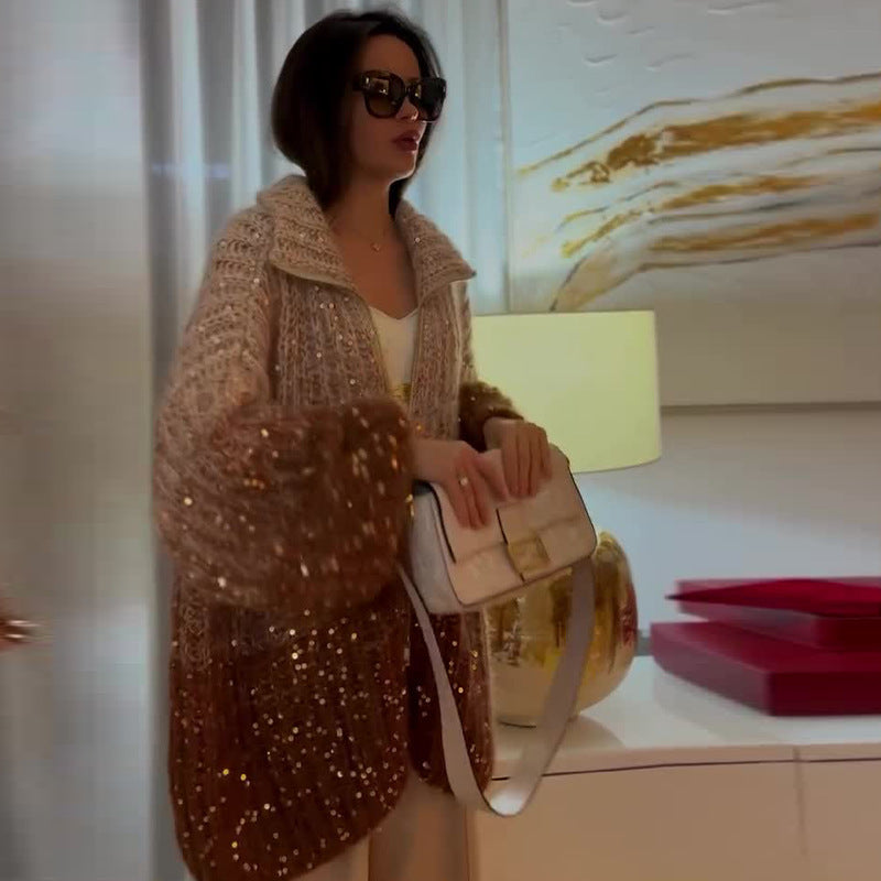 Veste Chic en Maille Pailletée