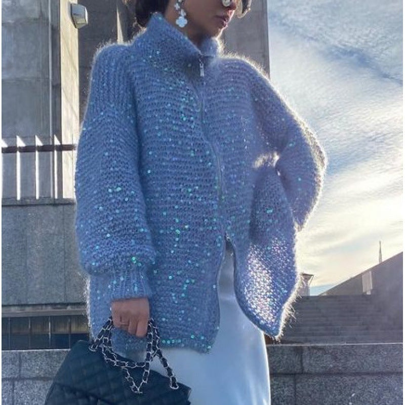 Veste Chic en Maille Pailletée