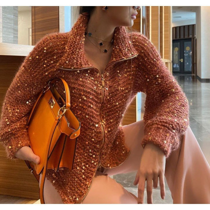 Veste Chic en Maille Pailletée