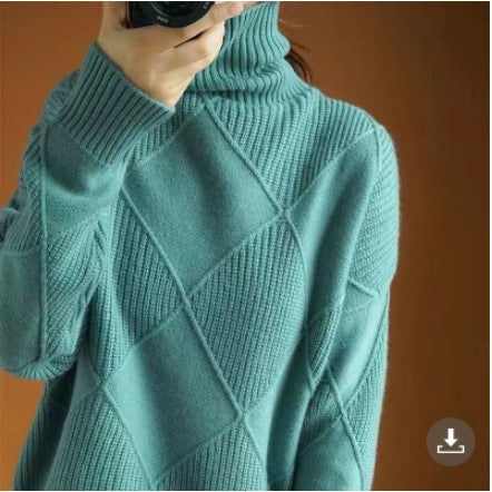 Pull Col Roulé Losanges Femme