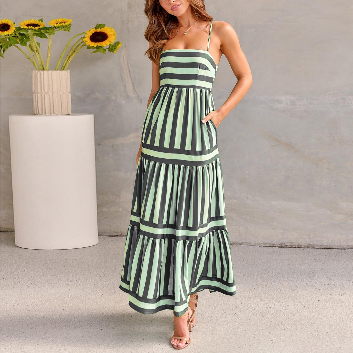 Melaya Robe Chic d’Été avec Poches