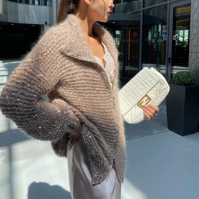 Veste Chic en Maille Pailletée