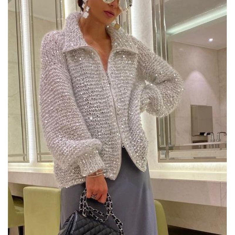 Veste Chic en Maille Pailletée