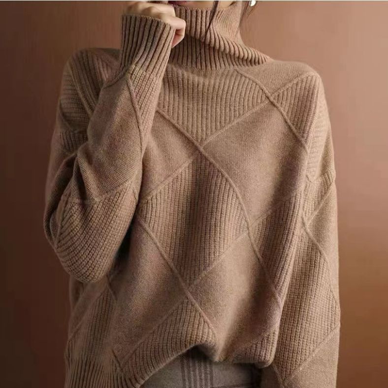 Pull Col Roulé Losanges Femme
