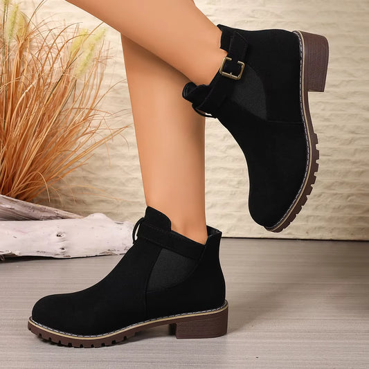 Bottes Martin en daim à talon épais