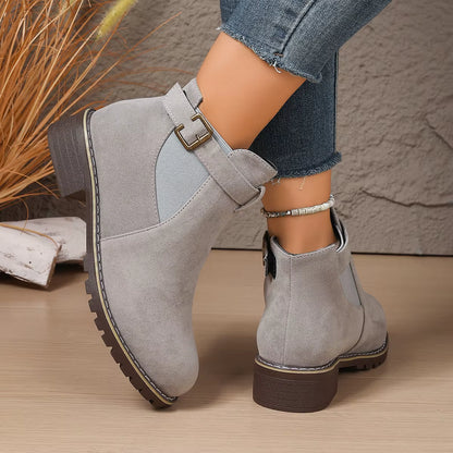 Bottes Martin en daim à talon épais