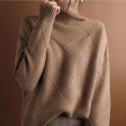 Pull Col Roulé Losanges Femme